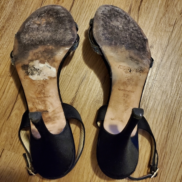 Jimmy Choo heels crystal dust on black satin 37 - Picture 10 of 13